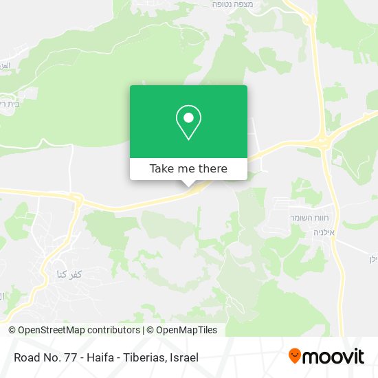 Road No. 77 - Haifa - Tiberias map