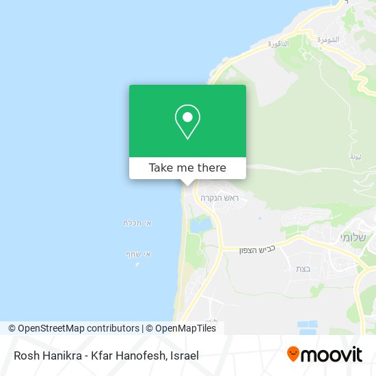 Rosh Hanikra - Kfar Hanofesh map