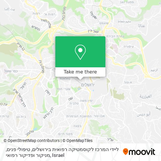 ליידי המרכז לקוסמטיקה רפואית בירושלים, טיפולי פנים, מניקור ופדיקור רפואי map