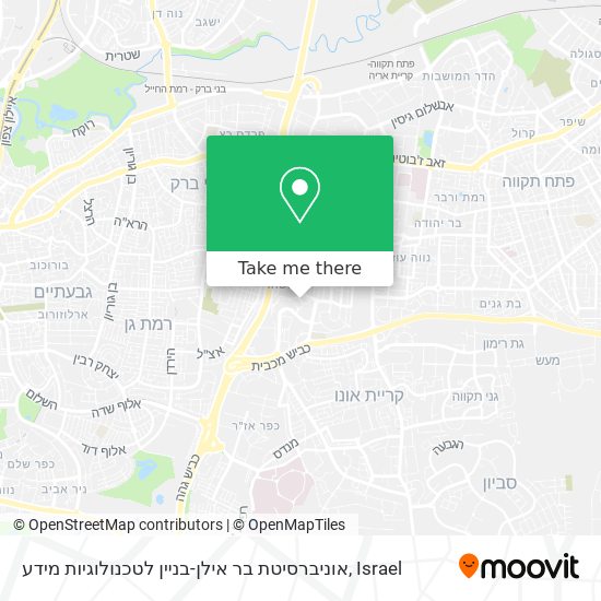 אוניברסיטת בר אילן-בניין לטכנולוגיות מידע map