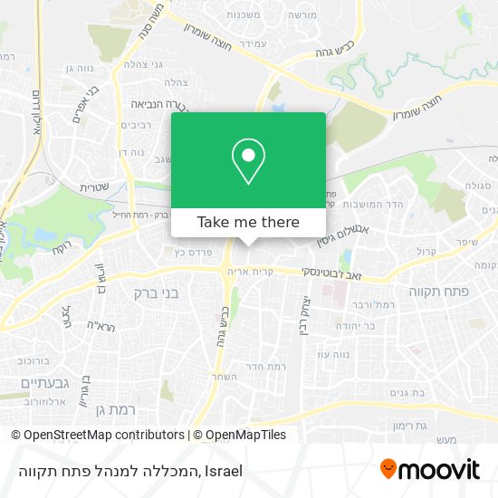 המכללה למנהל פתח תקווה map