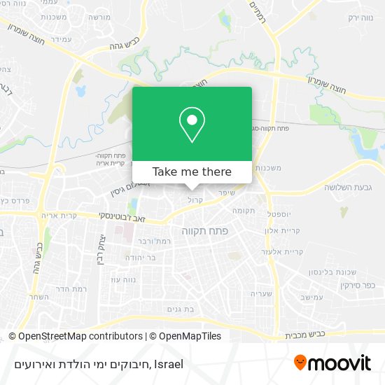 חיבוקים ימי הולדת ואירועים map