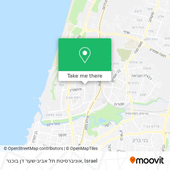 Карта אוניברסיטת תל אביב-שער דן בוכנר