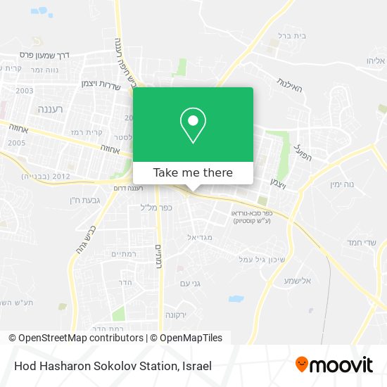 Hod Hasharon Sokolov Station map