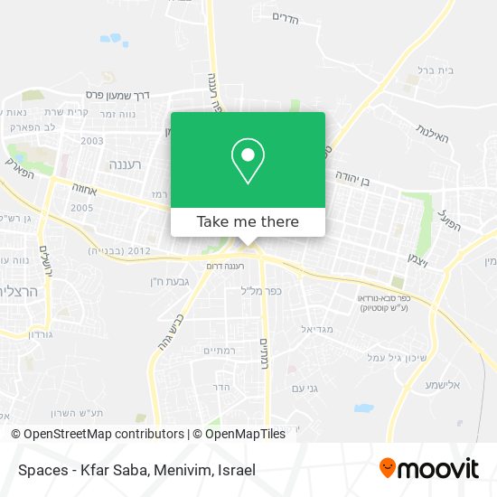 Spaces - Kfar Saba, Menivim map