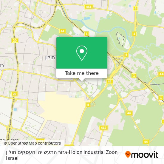 Карта אזור התעשייה והעסקים חולון-Holon Industrial Zoon