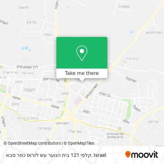 Карта קלפי 121 בית הנוער עש לזרוס כפר סבא