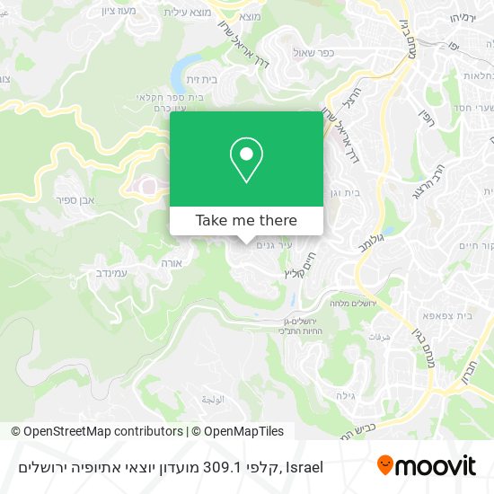 קלפי 309.1 מועדון יוצאי אתיופיה ירושלים map