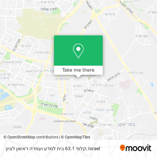 קלפי 63.1 בית למדע ועמדה ראשון לציון map