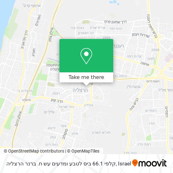 קלפי 66.1 ביס לטבע ומדעים עש ח. ברנר הרצליה map