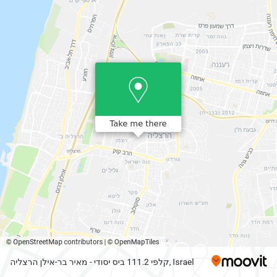 קלפי 111.2 ביס יסודי - מאיר בר-אילן הרצליה map