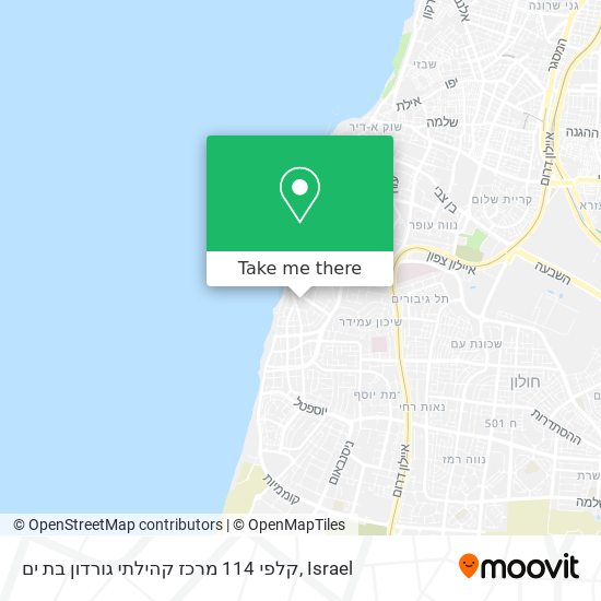 Карта קלפי 114 מרכז קהילתי גורדון בת ים