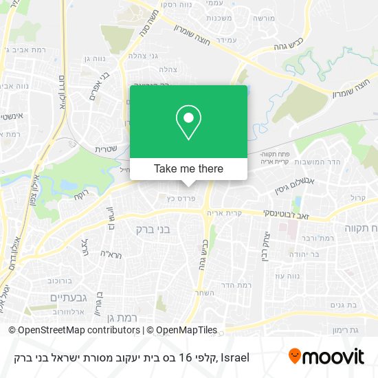 Карта קלפי 16 בס בית יעקוב מסורת ישראל בני ברק