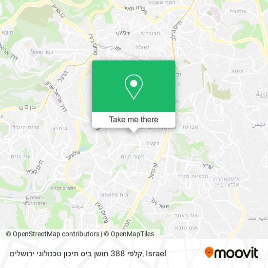 Карта קלפי 388 חושן ביס תיכון טכנולוגי ירושלים