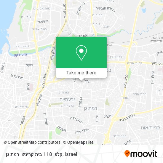 Карта קלפי 118 בית קריניצי רמת גן