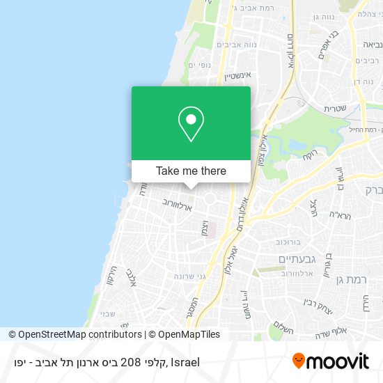 Карта קלפי 208 ביס ארנון תל אביב - יפו