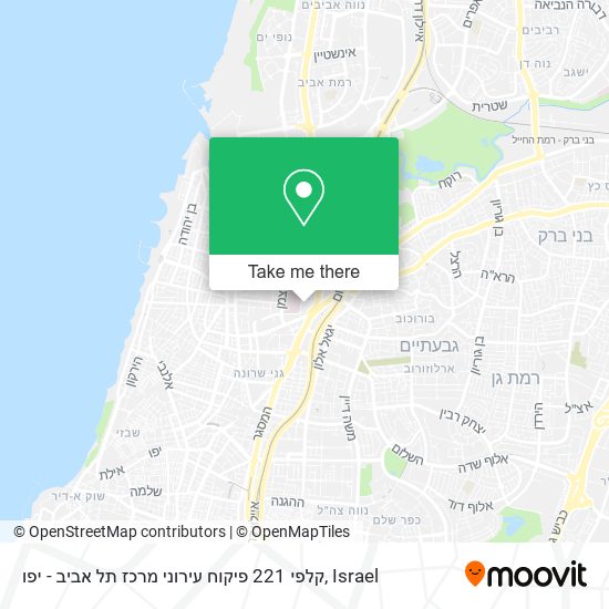 Карта קלפי 221 פיקוח עירוני מרכז תל אביב - יפו