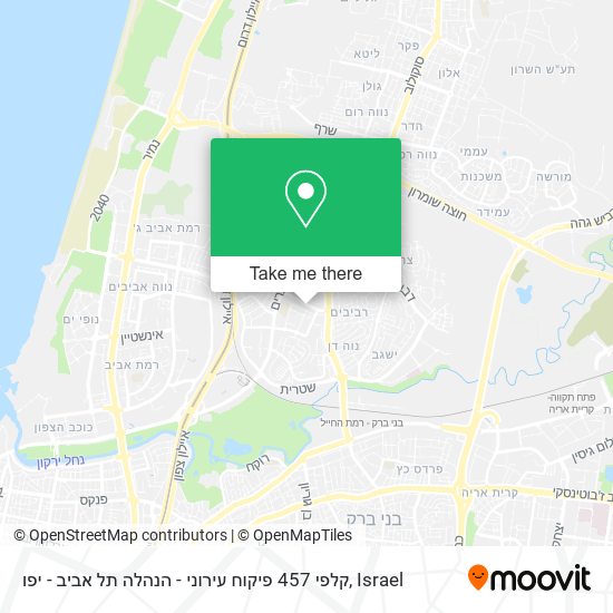 Карта קלפי 457 פיקוח עירוני - הנהלה תל אביב - יפו