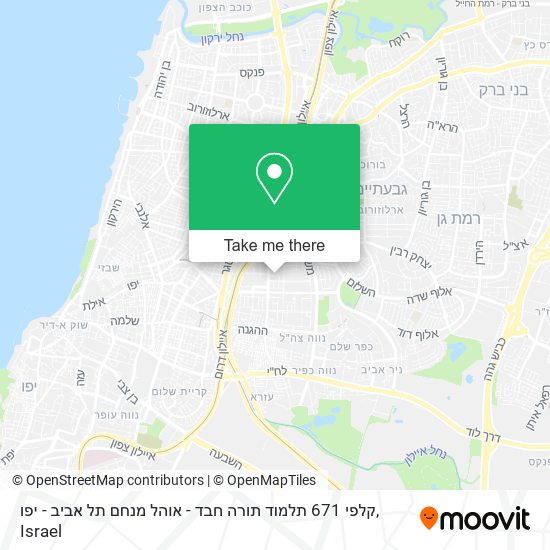 Карта קלפי 671 תלמוד תורה חבד - אוהל מנחם תל אביב - יפו