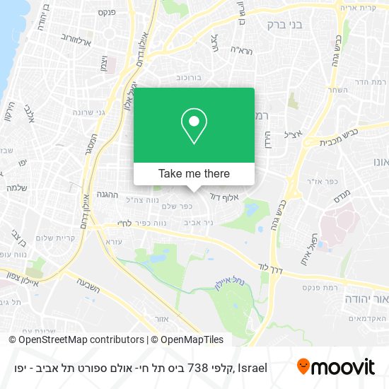 Карта קלפי 738 ביס תל חי- אולם ספורט תל אביב - יפו
