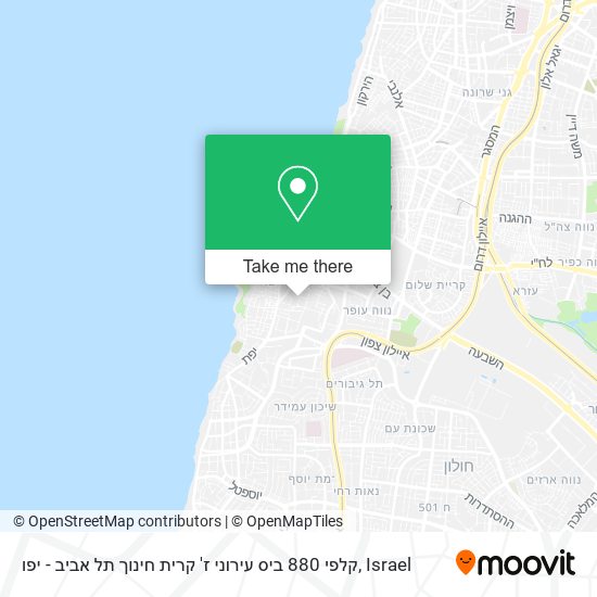 Карта קלפי 880 ביס עירוני ז' קרית חינוך תל אביב - יפו