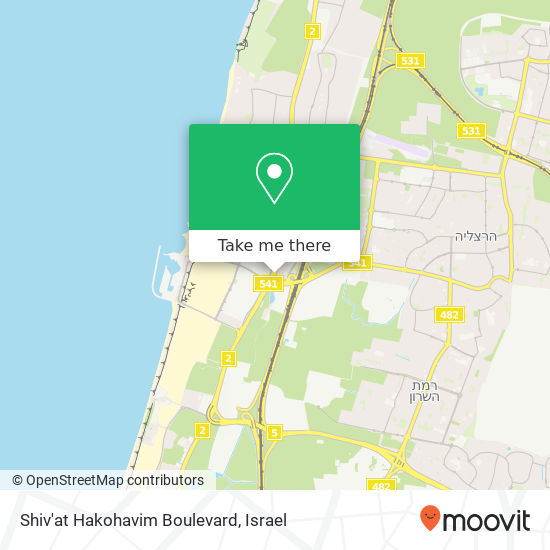 Карта Shiv'at Hakohavim Boulevard