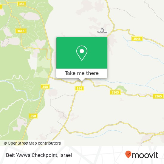 Beit 'Awwa Checkpoint map