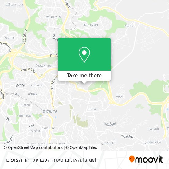 Карта האוניברסיטה העברית - הר הצופים