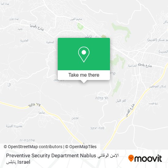 Preventive Security Department Nablus الامن الوقائي نابلس map