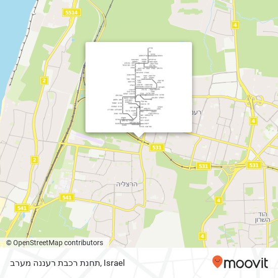 תחנת רכבת רעננה מערב map