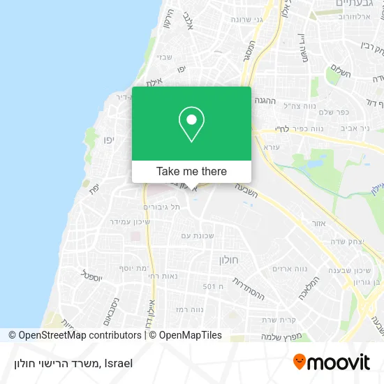 Карта משרד הרישוי חולון