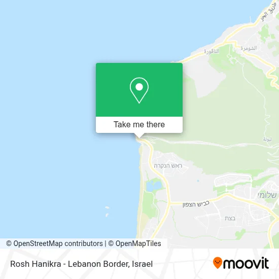 Rosh Hanikra - Lebanon Border map