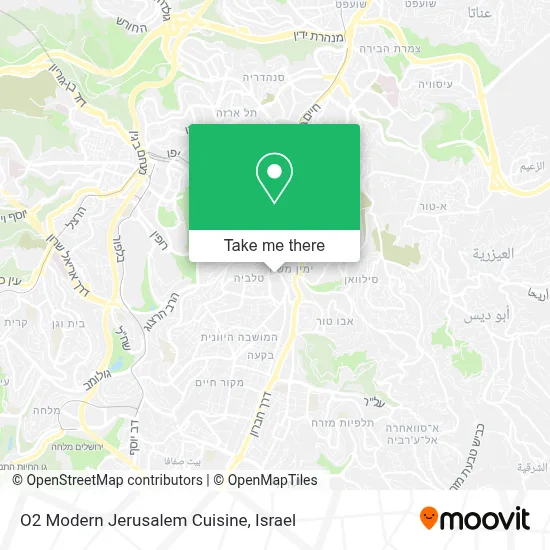 O2 Modern Jerusalem Cuisine map