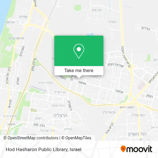 Hod Hasharon Public Library map