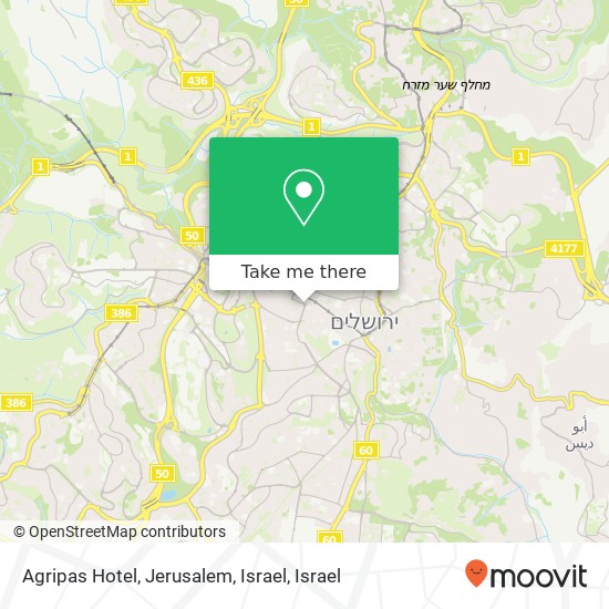 Agripas Hotel, Jerusalem, Israel map