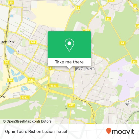 Ophir Tours Rishon Lezion map