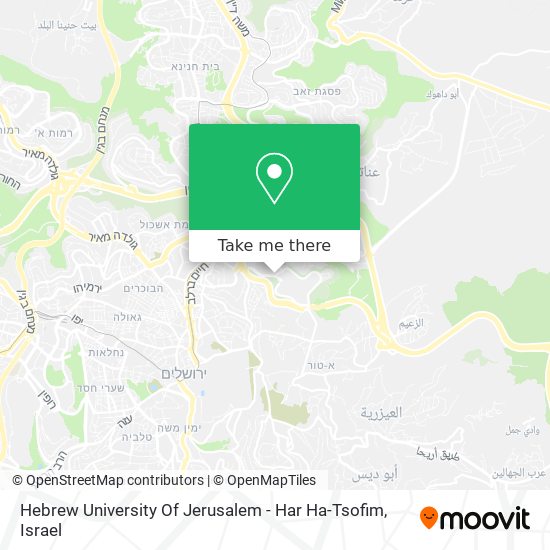 Hebrew University Of Jerusalem - Har Ha-Tsofim map