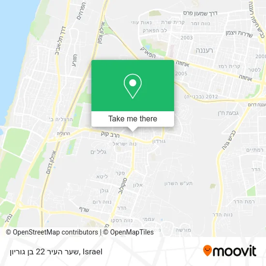 Карта שער העיר 22 בן גוריון