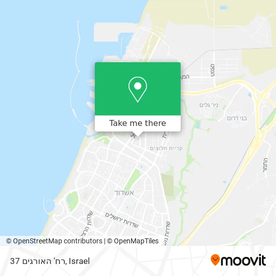Карта רח' האורגים 37