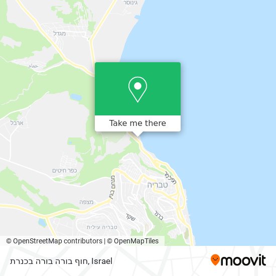 חוף בורה בורה בכנרת map