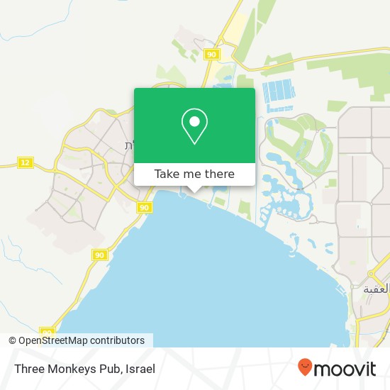 Three Monkeys Pub, דרך פעמי השלום אילת, 88000 map