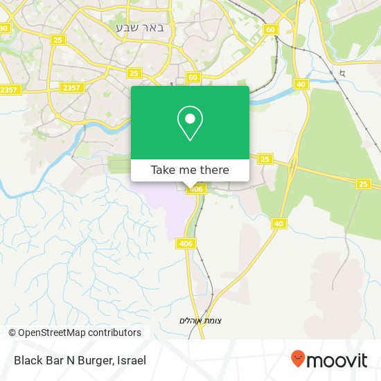 Карта Black Bar N Burger, קרית יהודית, באר שבע, 84000