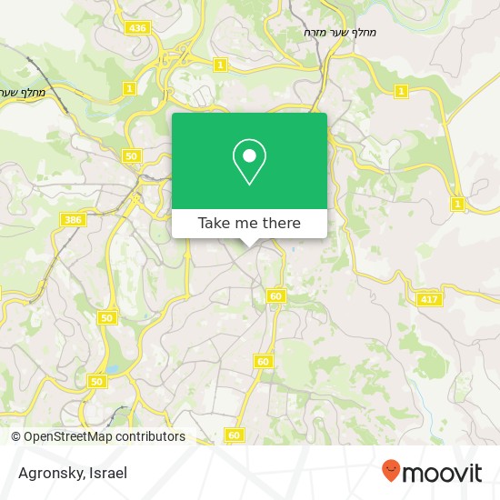 Карта Agronsky, גרשון אגרון 24 טלביה, המוגרבים, ירושלים, 94190