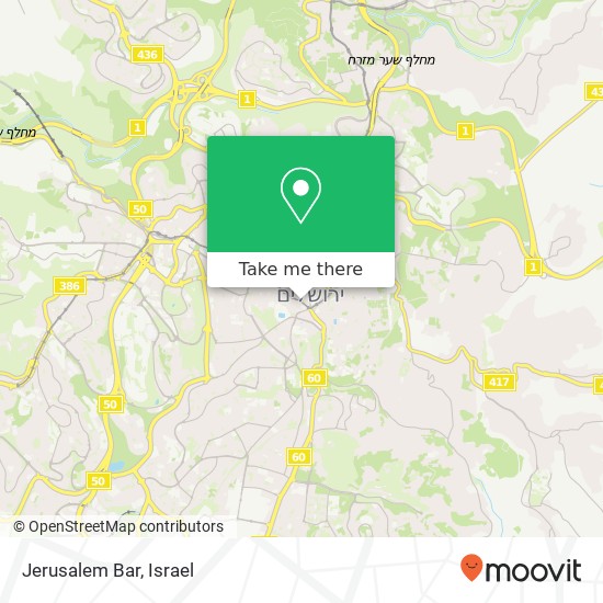 Карта Jerusalem Bar