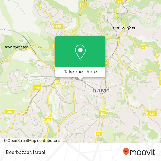 Карта Beerbazaar, עץ החיים מחנה יהודה, לב העיר, ירושלים, 90000