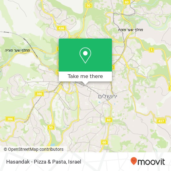 Карта Hasandak - Pizza & Pasta, יפו 104 מחנה יהודה, לב העיר, ירושלים, 90000
