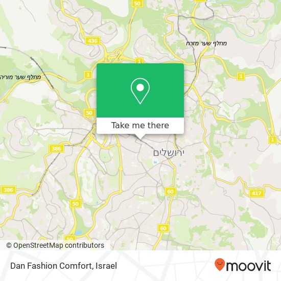 Карта Dan Fashion Comfort, יפו ירושלים, ירושלים, 94342