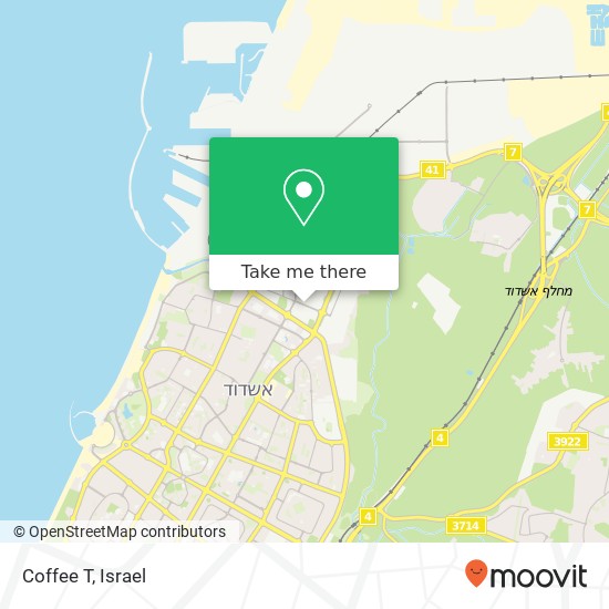Карта Coffee T, האורגים אשדוד, אשקלון, 77000