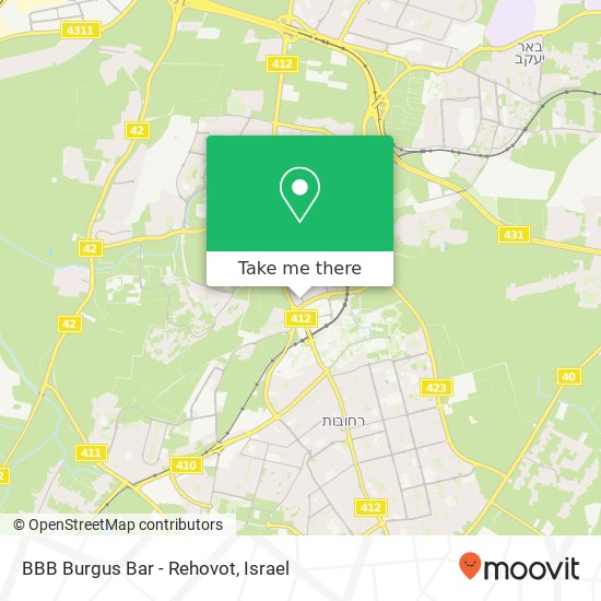 Карта BBB Burgus Bar - Rehovot, דרך מאיר וייסגל 2 רחובות, 76100
