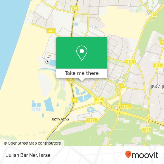 Карта Julian Bar Ner, ראשון לציון, רחובות, 75000